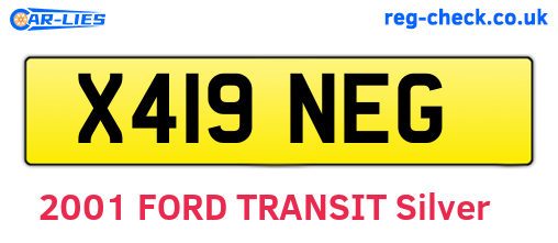 X419NEG are the vehicle registration plates.