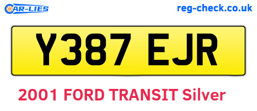 Y387EJR are the vehicle registration plates.