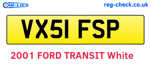 VX51FSP are the vehicle registration plates.