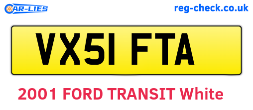 VX51FTA are the vehicle registration plates.