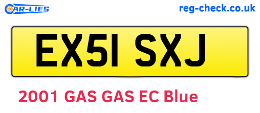 EX51SXJ are the vehicle registration plates.
