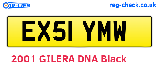 EX51YMW are the vehicle registration plates.