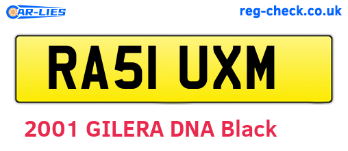 RA51UXM are the vehicle registration plates.