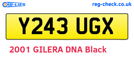 Y243UGX are the vehicle registration plates.