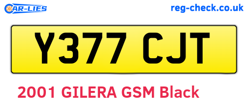 Y377CJT are the vehicle registration plates.