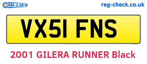 VX51FNS are the vehicle registration plates.