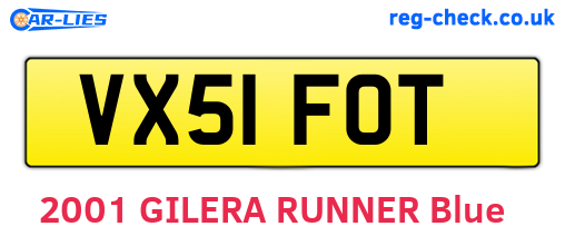 VX51FOT are the vehicle registration plates.