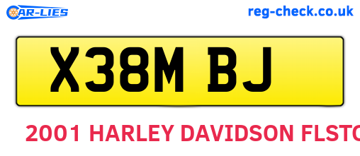 X38MBJ are the vehicle registration plates.