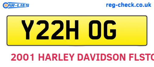 Y22HOG are the vehicle registration plates.