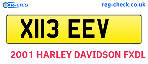 X113EEV are the vehicle registration plates.