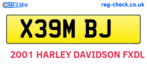 X39MBJ are the vehicle registration plates.