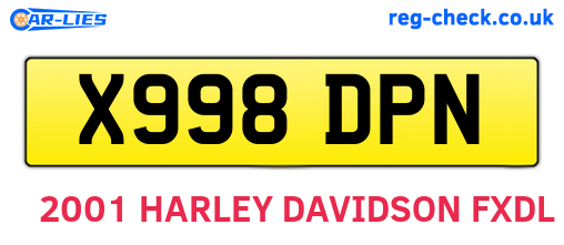 X998DPN are the vehicle registration plates.