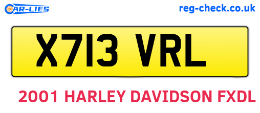 X713VRL are the vehicle registration plates.
