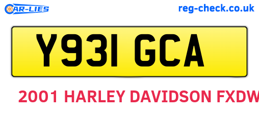 Y931GCA are the vehicle registration plates.