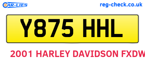 Y875HHL are the vehicle registration plates.