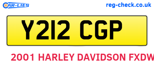 Y212CGP are the vehicle registration plates.