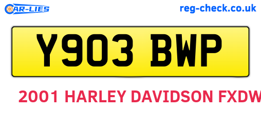Y903BWP are the vehicle registration plates.
