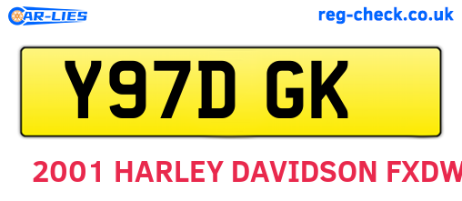 Y97DGK are the vehicle registration plates.