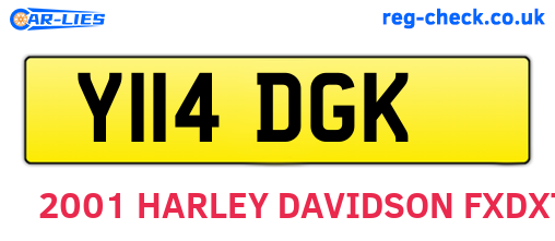 Y114DGK are the vehicle registration plates.