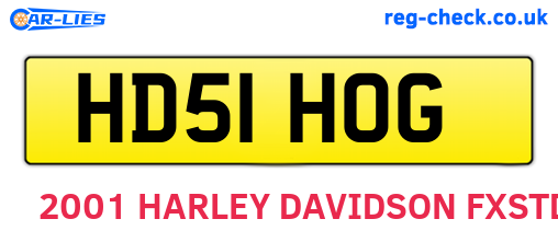 HD51HOG are the vehicle registration plates.