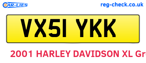 VX51YKK are the vehicle registration plates.