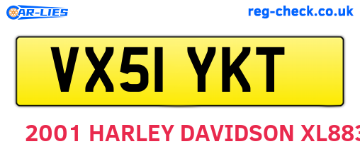 VX51YKT are the vehicle registration plates.