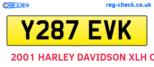 Y287EVK are the vehicle registration plates.