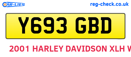 Y693GBD are the vehicle registration plates.