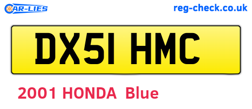 DX51HMC are the vehicle registration plates.