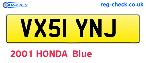 VX51YNJ are the vehicle registration plates.