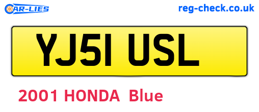 YJ51USL are the vehicle registration plates.