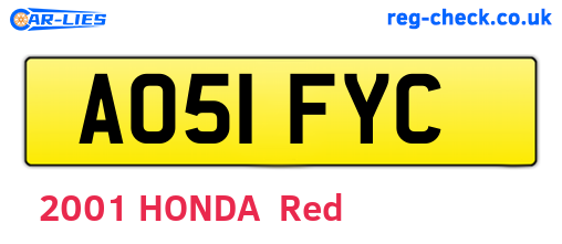 AO51FYC are the vehicle registration plates.