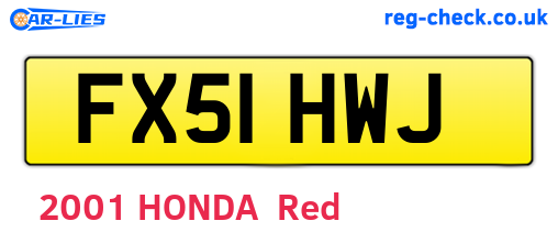 FX51HWJ are the vehicle registration plates.