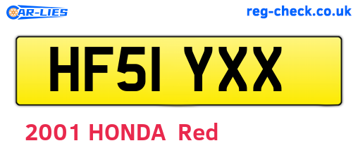 HF51YXX are the vehicle registration plates.