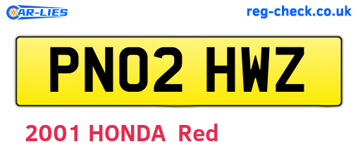 PN02HWZ are the vehicle registration plates.