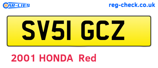 SV51GCZ are the vehicle registration plates.