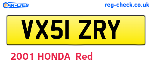 VX51ZRY are the vehicle registration plates.