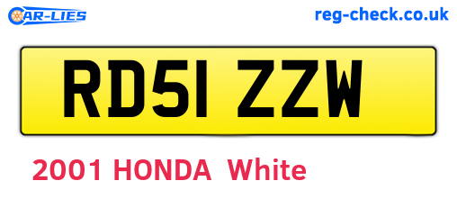 RD51ZZW are the vehicle registration plates.
