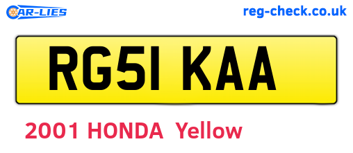 RG51KAA are the vehicle registration plates.