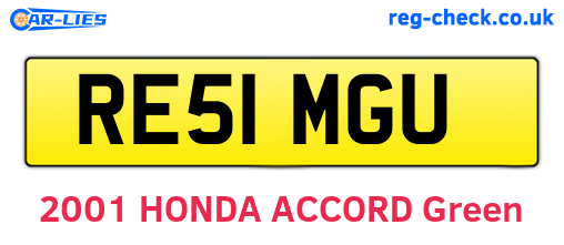 RE51MGU are the vehicle registration plates.