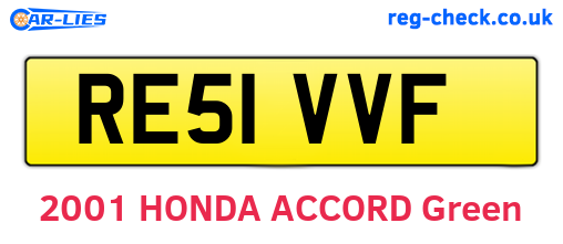 RE51VVF are the vehicle registration plates.