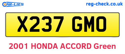 X237GMO are the vehicle registration plates.