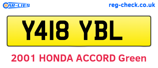 Y418YBL are the vehicle registration plates.