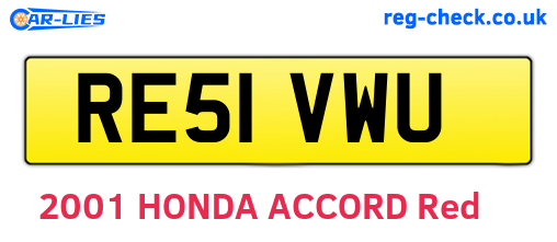 RE51VWU are the vehicle registration plates.