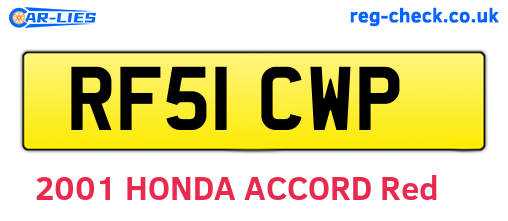 RF51CWP are the vehicle registration plates.