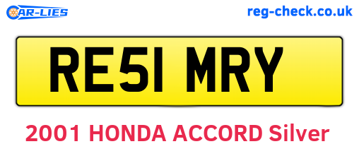 RE51MRY are the vehicle registration plates.