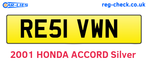 RE51VWN are the vehicle registration plates.