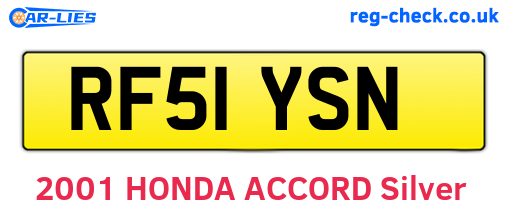 RF51YSN are the vehicle registration plates.