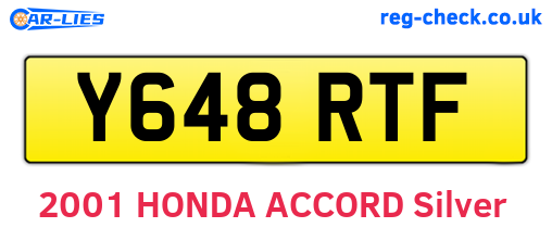 Y648RTF are the vehicle registration plates.
