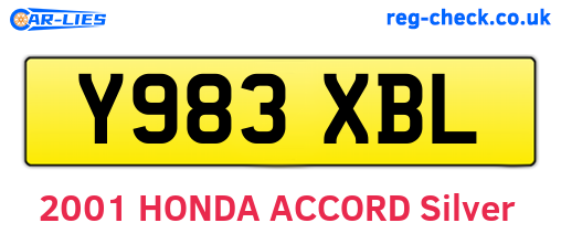 Y983XBL are the vehicle registration plates.